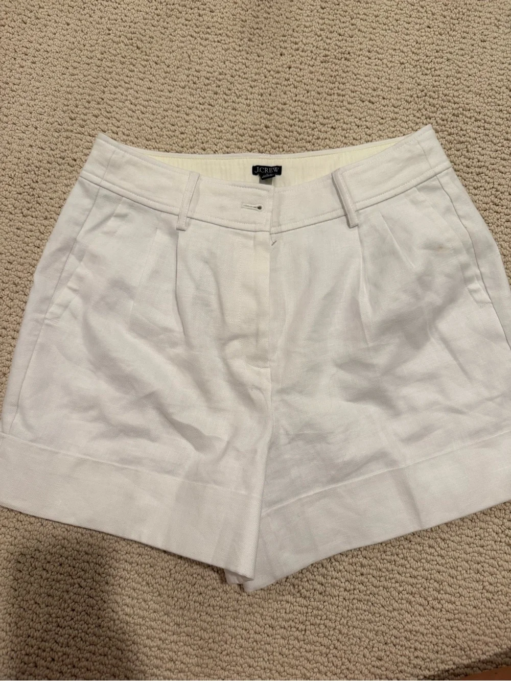 J. Crew White Linen-Blend Remi Shorts EUC